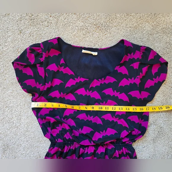 ModCloth/Peach Love California Oh My Gosh Purple Bats A-Line Dress Size M - Picture 7 of 10